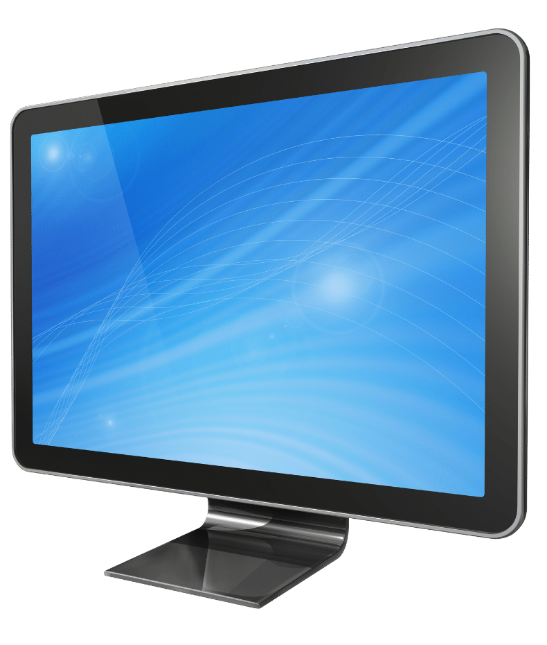 Computer screen with blue background.