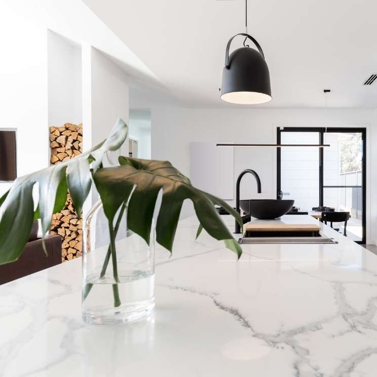 Hanging light in kitchen area